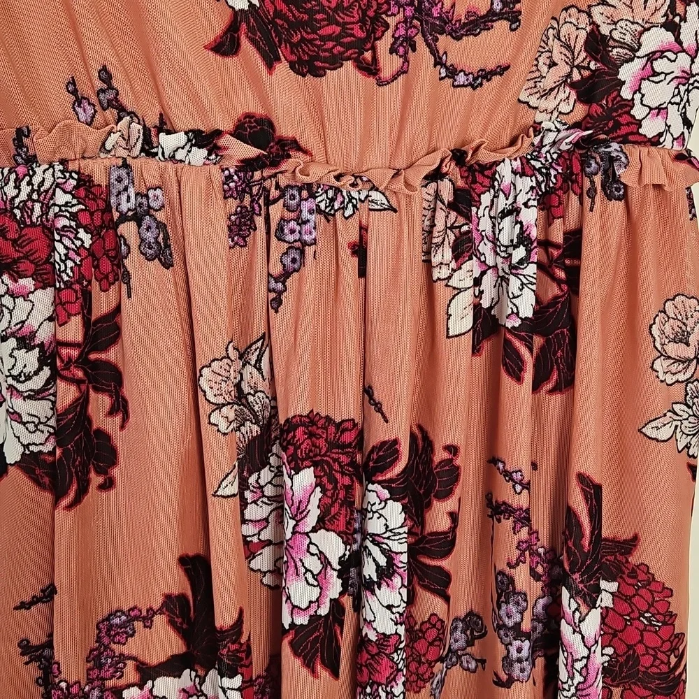 Blue Rain Floral Mini Dress in Coral and Purple